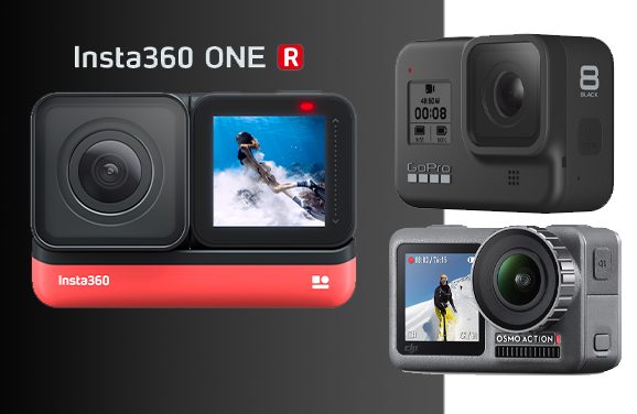 Insta360 One R 4K comparatif face à la DJI Osmo Action et GoPro Hero8 Black