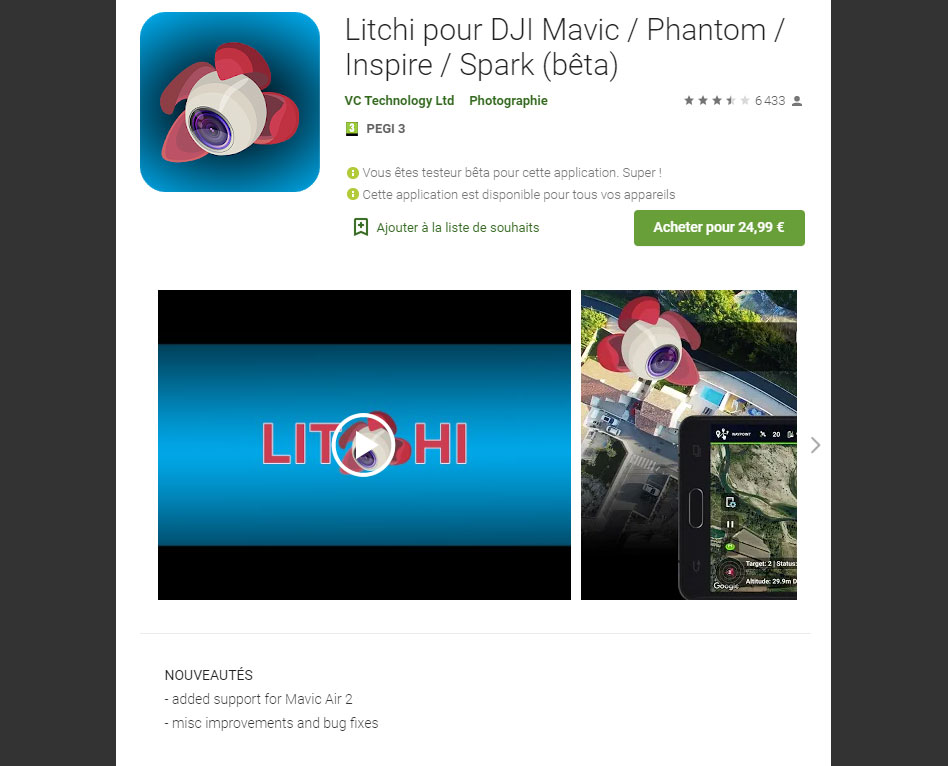 L’application Litchi et le DJI Mavic Air 2 !