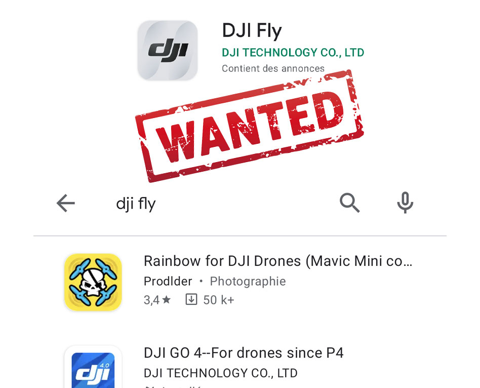 L’application DJI Fly a disparu du Google Play Store ?