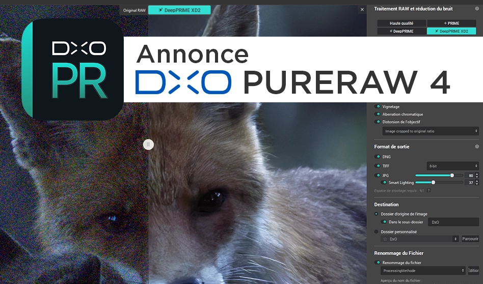 Annonce DxO PureRAW 4 et DeepPRIME XD2