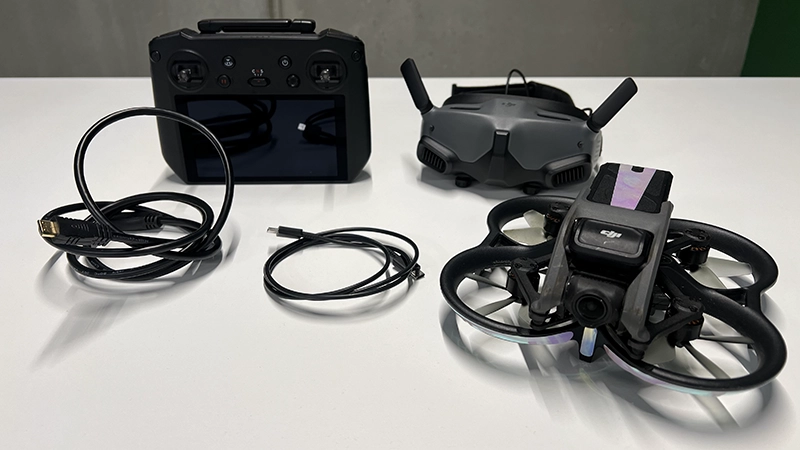 Drone DJI Avata, radiocommande DJI RC Pro, casque Goggles 2 et accessoires