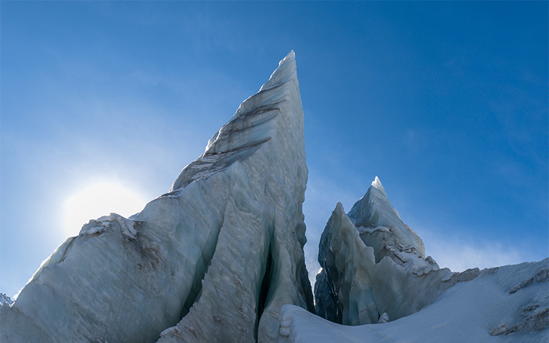 Exemple d'une prise de vue avec la nacelle inclinée vers le haut