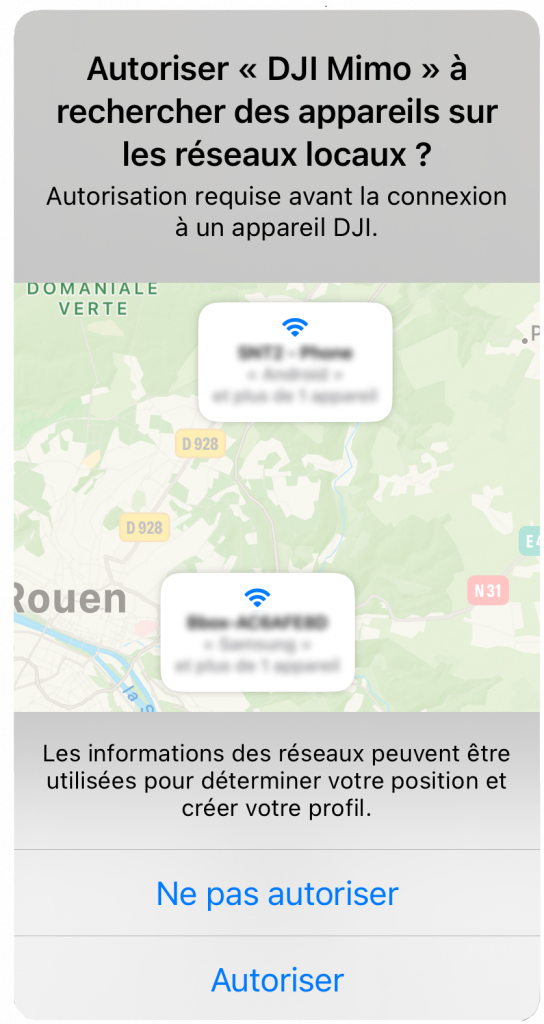 Autorisations DJI Mimo : réseaux - Tuto DJI Osmo 360