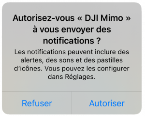 Autorisations DJI Mimo : notifications - Tuto DJI Osmo 360