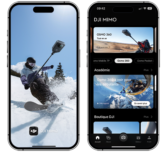 Écran d'accueil DJI Mimo sur smartphone - Tuto DJI Osmo 360