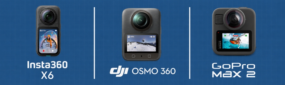 Image comparatif Insta360 X6 vs DJI Osmo 360 vs GoPro MAX 2